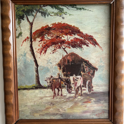 Classic Landscape Oil Painting "Ox Cart" Elegant Art Holland Art Shop