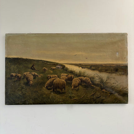 Wonderful Oil Painting Animals "Grazing Sheep" Intriguing Medium Art Holland Art Shop