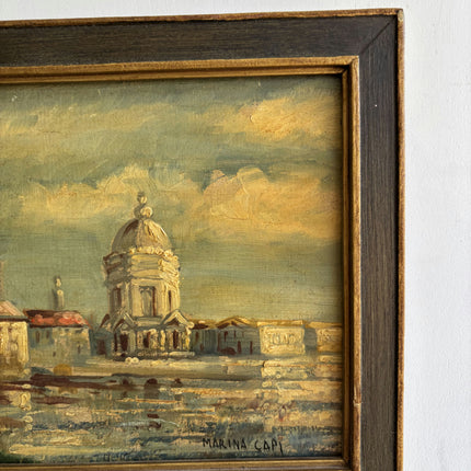 Handcrafted Cityscape Oil Painting "Domed Building" Timeless Small Artwork Holland Art Shop