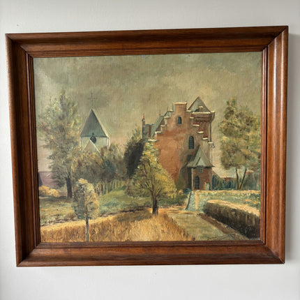 Timeless Cityscape Oil Painting "Brick Castle" Rustic Artwork Holland Art Shop