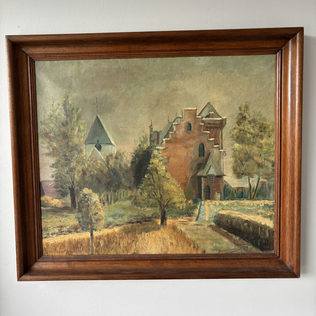 Timeless Cityscape Oil Painting "Brick Castle" Rustic Artwork Holland Art Shop
