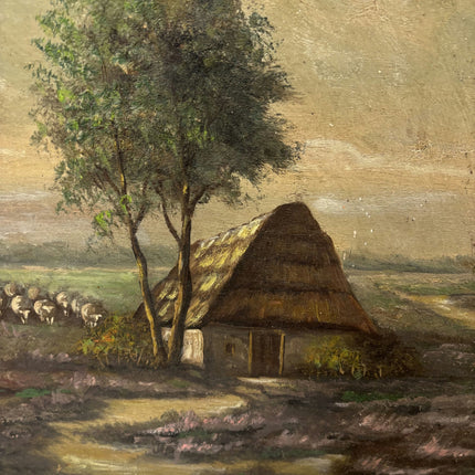 Authentic Animals Oil Painting "Thatched Cottage" Detailed Artwork Holland Art Shop