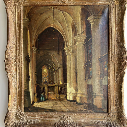 Handcrafted Church Interior Oil Painting "Ornate Frame" Elegant Art Holland Art Shop