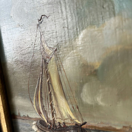 Expressive Oil Painting Seascape "Sailing Vessel" Marvelous Small Art Holland Art Shop