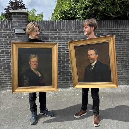 1893 Antique Portrait Oil Paintings "Husband and Wife" Dutch Art Holland Art Shop