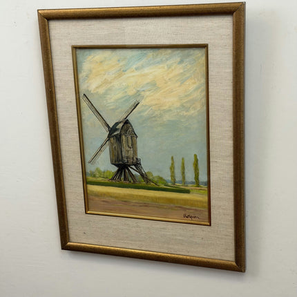 Traditional Landscape Oil Painting "Old Windmill" Vintage Art Holland Art Shop