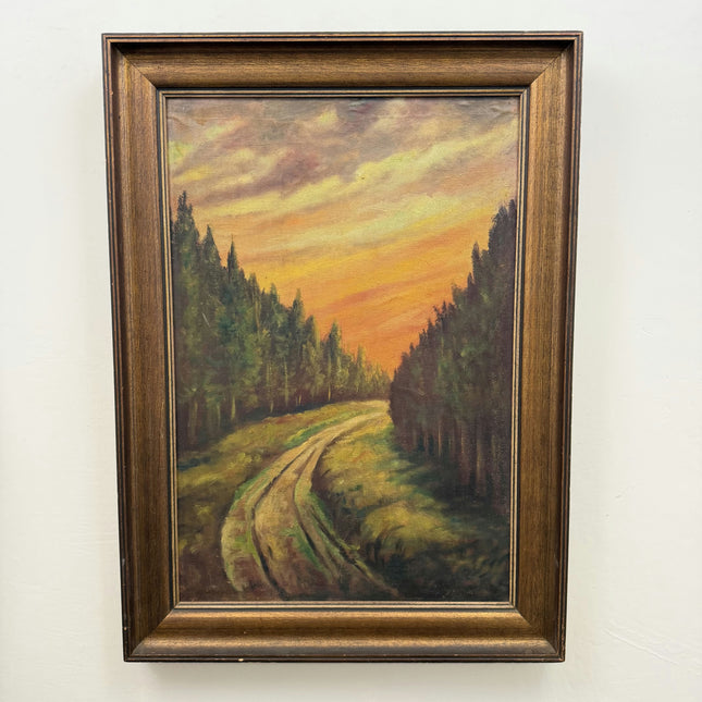 Antique Landscape Oil Painting "Country Road" Detailed Large Artwork Holland Art Shop