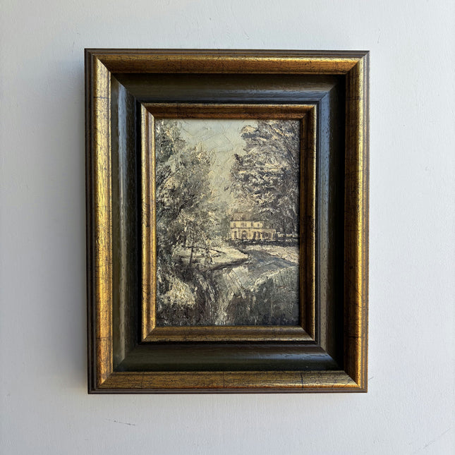 Elegant Winter Landscape Oil Painting "Gilded Frame" Expressive Small Artwork Holland Art Shop