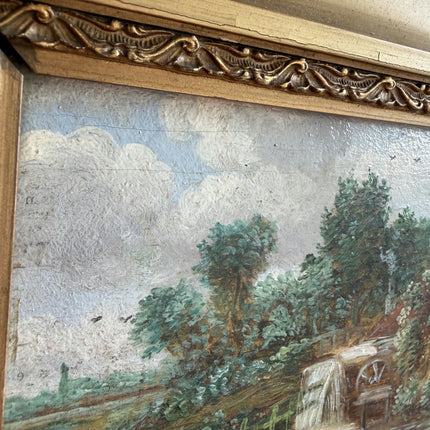 Rustic Landscape Oil Painting "Gilded Frame" Original Small Artwork Holland Art Shop