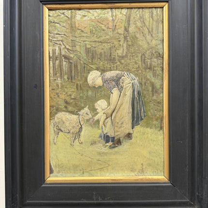 Rustic Figurative Oil Painting "Bending Woman" Detailed Art Holland Art Shop