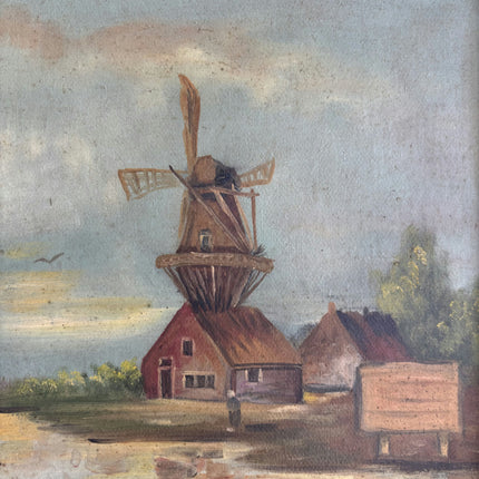 Detailed Landscape Oil Painting "Windmill Tower" Rustic Art Holland Art Shop