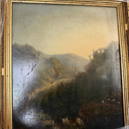 19th Century Antique Landscape Oil Painting "Gilded Frame" Belgique Art Holland Art Shop