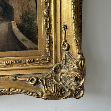 19th Century Antique Landscape Oil Painting "Mossy Ground" Small Art Holland Art Shop