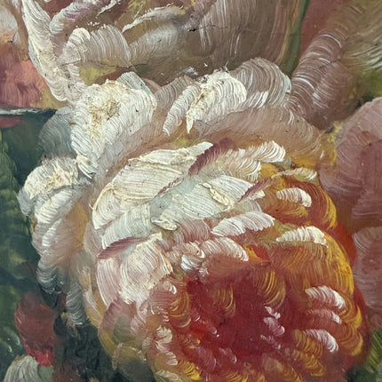 Vintage Flowery Still Life Oil Painting "Peony Bouquet" Original Small Art Holland Art Shop
