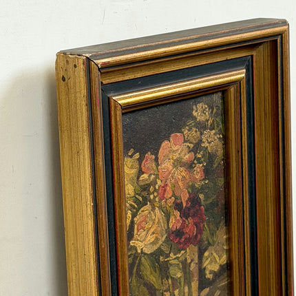 19th Century Antique Floral Still Life Oil Painting "Vase Flowers" Small Artwork Holland Art Shop
