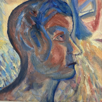 Authentic Portrait Oil Painting "Kissing Heads" Expressive Small Art Holland Art Shop