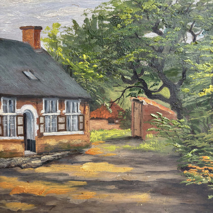 Elegant Farm Oil Painting "Farmhouse Roof" Handcrafted Artwork Holland Art Shop