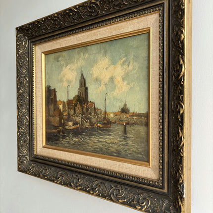 Detailed Cityscape Oil Painting "Framed Painting" Authentic Art Holland Art Shop