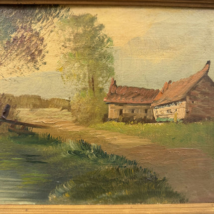 Timeless Landscape Oil Painting "Thatched Cottage" Refined Small Art Holland Art Shop