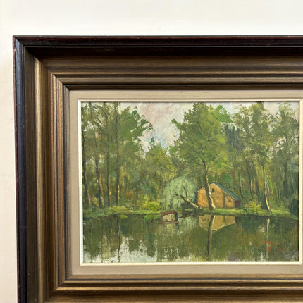Refined Landscape Oil Painting "Wooden Cabin" Original Art Holland Art Shop