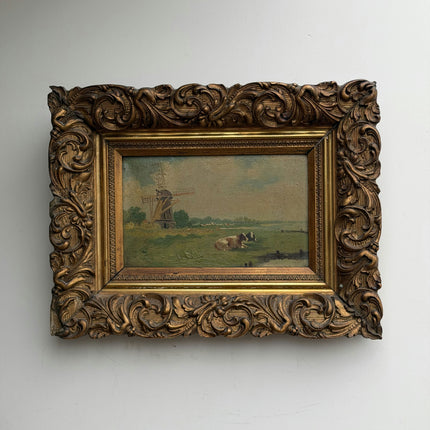 19th Century Antique Landscape Oil Painting "Ornate Frame" Art Holland Art Shop