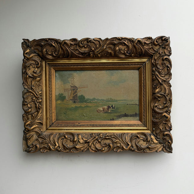 19th Century Antique Landscape Oil Painting "Ornate Frame" Art Holland Art Shop