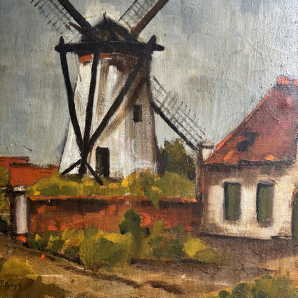 Rustic Landscape Oil Painting "Old Windmill" Handcrafted Artwork Holland Art Shop