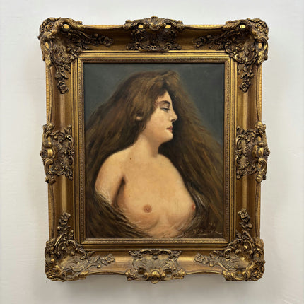 Antique Portrait Oil Painting "Young Woman" Traditional Artwork Holland Art Shop