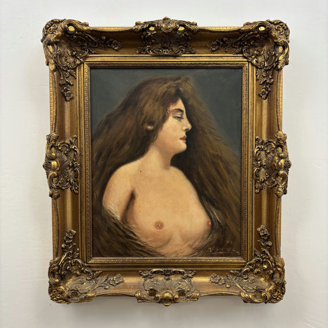 Antique Portrait Oil Painting "Young Woman" Traditional Artwork Holland Art Shop