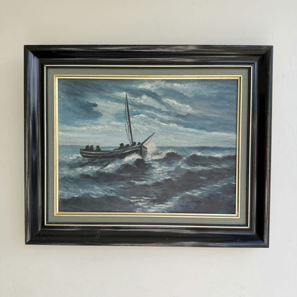 Expressive Seascape Oil Painting "Sailing Boat" Traditional Artwork Holland Art Shop