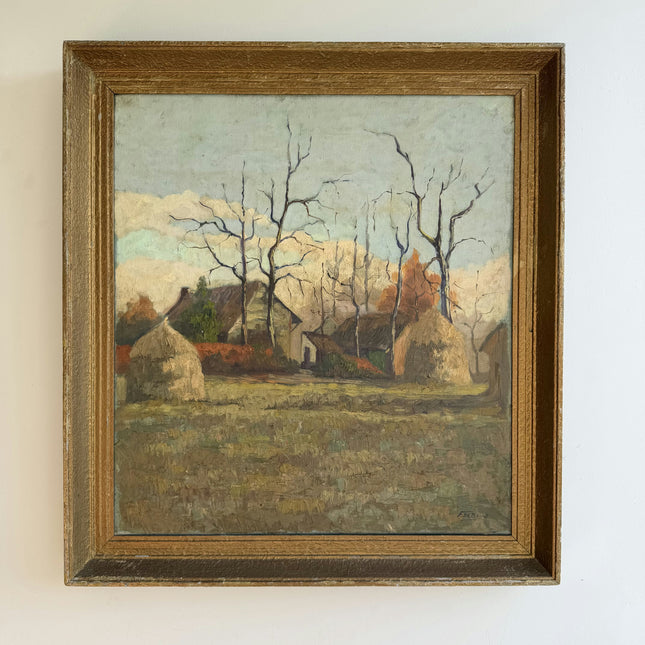 Detailed Farm Oil Painting "Thatched Cottage" Traditional Artwork Holland Art Shop