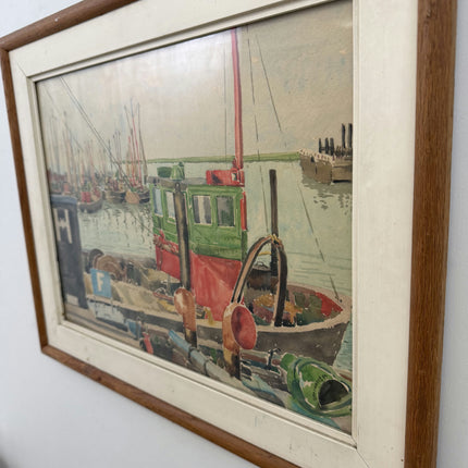 Rustic Harbor Scene Oil Painting "Fishing Boat" Traditional Art Holland Art Shop