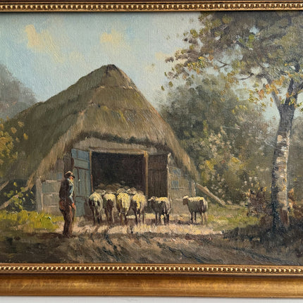 Elegant Animals Oil Painting "Wooden Frame" Vintage Artwork Holland Art Shop