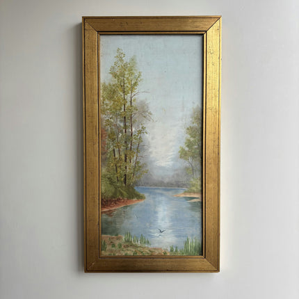 Traditional Landscape Oil Painting "River Scene" Original French Artwork Holland Art Shop