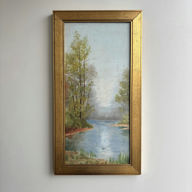 Traditional Landscape Oil Painting "River Scene" Original French Artwork Holland Art Shop