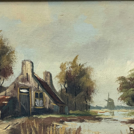 Original Farm Oil Painting "Thatched Cottage" Handcrafted Small Artwork Holland Art Shop