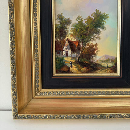 Detailed Landscape Oil Painting "Cottage Path" Traditional Small Artwork Holland Art Shop