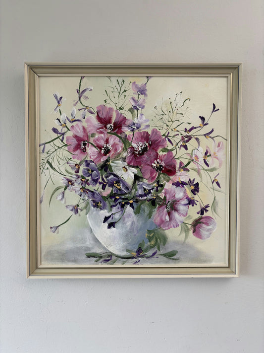 Refined Oil Painting Flowery Still Life "Floral Arrangement" Small Art