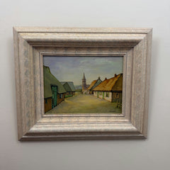 Detailed Cityscape Oil Painting "Village Street" Handcrafted Art Holland Art Shop