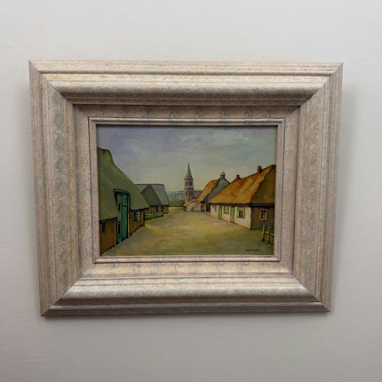 Detailed Cityscape Oil Painting "Village Street" Handcrafted Art Holland Art Shop