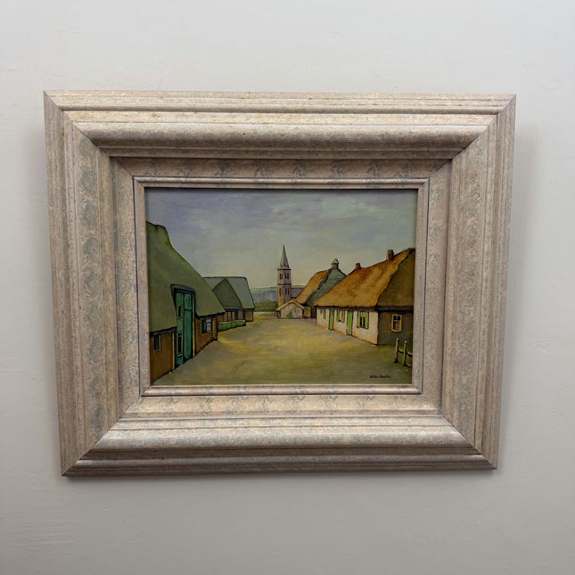 Detailed Cityscape Oil Painting "Village Street" Handcrafted Art Holland Art Shop