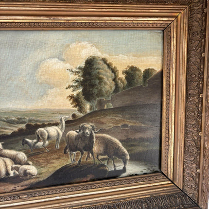 Beautiful 19th Century “SHEPHERD’S VIEW” antique landscape oil painting pastoral - HollandArtShop
