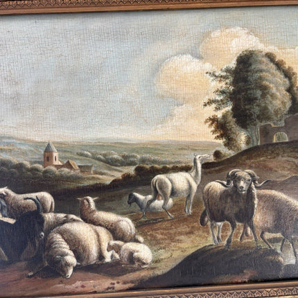 Beautiful 19th Century “SHEPHERD’S VIEW” antique landscape oil painting pastoral - HollandArtShop