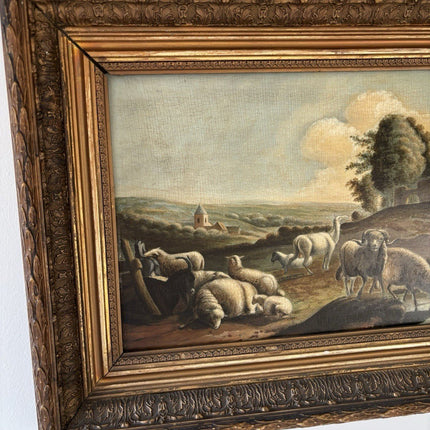 Beautiful 19th Century “SHEPHERD’S VIEW” antique landscape oil painting pastoral - HollandArtShop