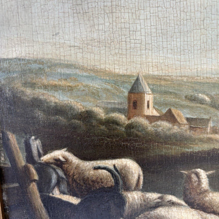 Beautiful 19th Century “SHEPHERD’S VIEW” antique landscape oil painting pastoral - HollandArtShop