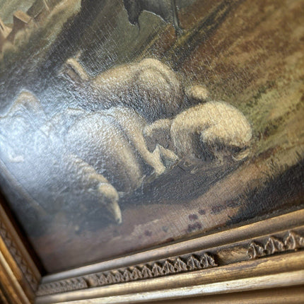 Beautiful 19th Century “SHEPHERD’S VIEW” antique landscape oil painting pastoral - HollandArtShop