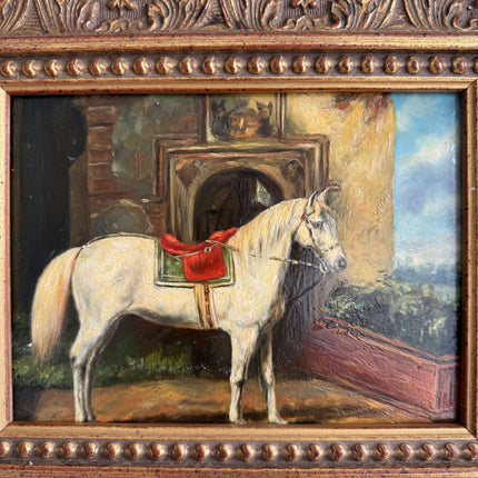 Expressive Animals Oil Painting "White Horse" Handcrafted Small Art Holland Art Shop