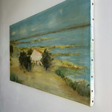 Vintage Seascape Oil Painting "Coastal Cottage" Detailed Art Holland Art Shop