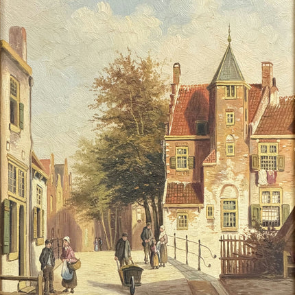 Refined Cityscape Oil Painting "Village Street" Detailed Artwork Holland Art Shop