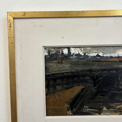Vintage Harbor Scene Oil Painting "Gold Frame" Refined Art Holland Art Shop
